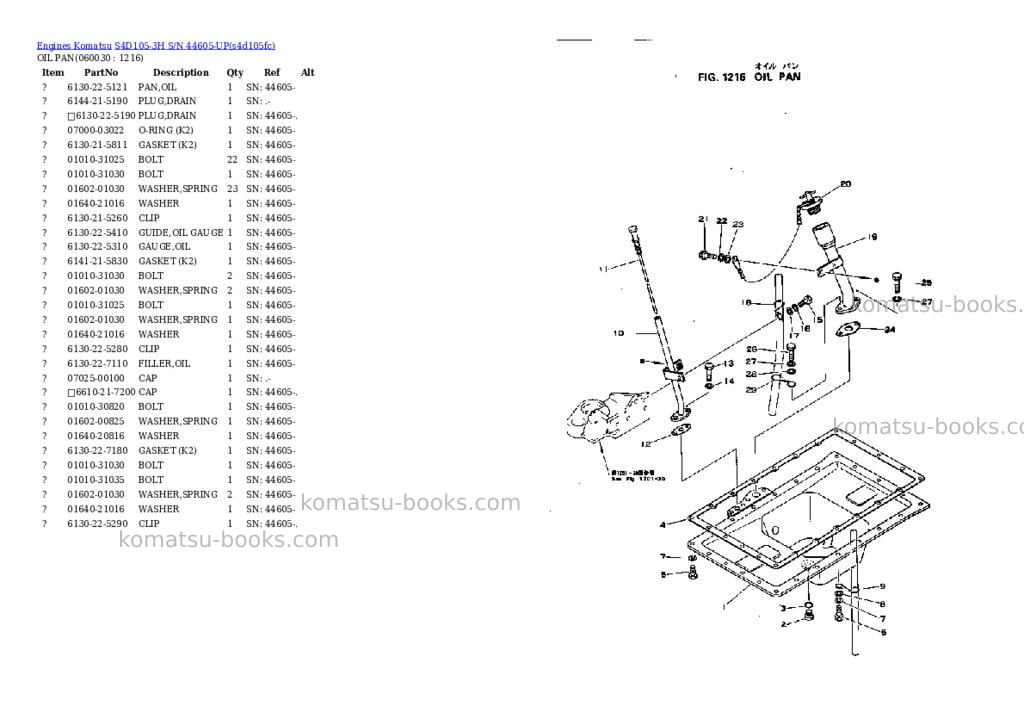 Komatsu S4D105-3H S/N 44605-UP Parts catalog cover Page 9 Komatsu S4D105-3H S/N 44605-UP Parts catalog cover Page 9