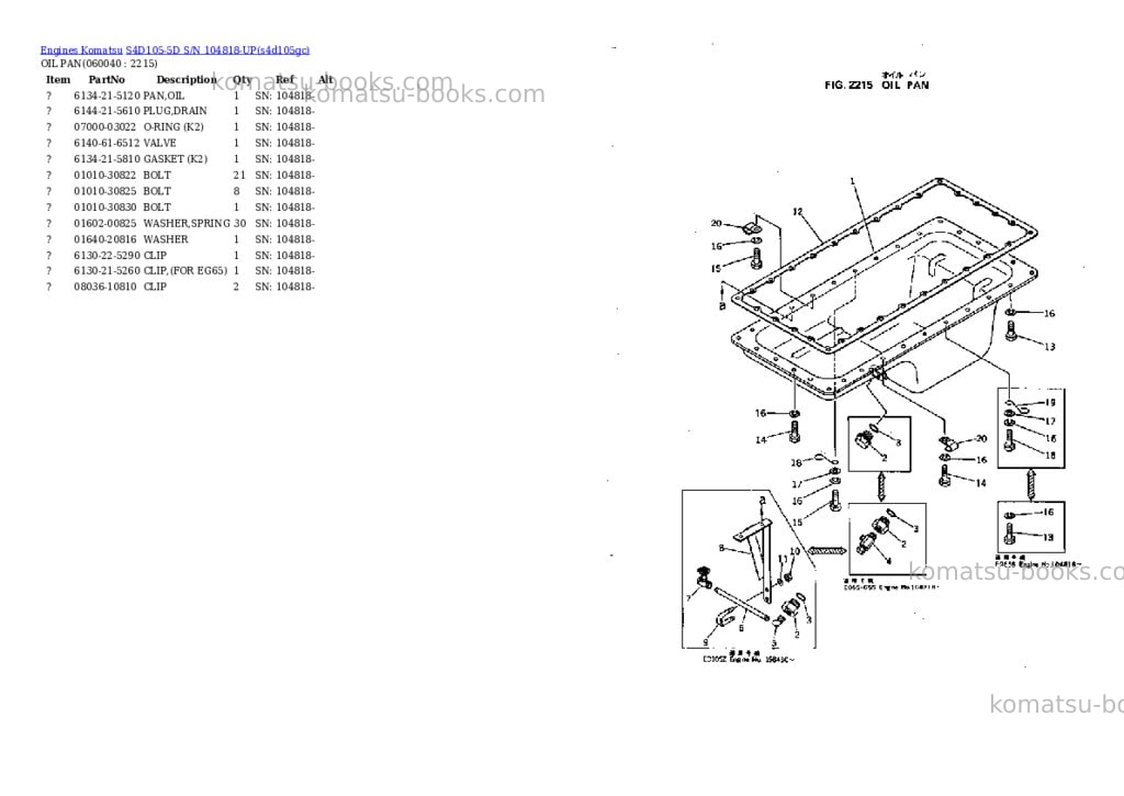 Komatsu s4d105-5d s/n 104818-up Parts catalog cover Page 10