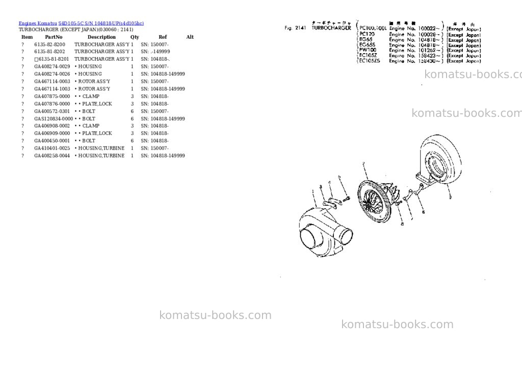 Komatsu s4d105-5c s/n 104818-up Parts catalog cover Page 5 Komatsu s4d105-5c s/n 104818-up Parts catalog cover Page 5