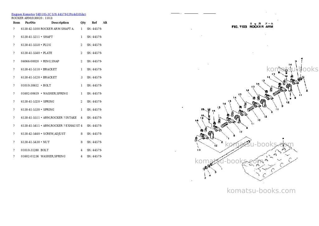 Komatsu S4D105-3C S/N 44579-UP Parts catalog cover Komatsu S4D105-3C S/N 44579-UP Parts catalog cover