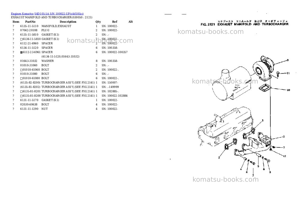 Komatsu s4d105-5a s/n 100022-up Parts catalog cover Page 4 Komatsu s4d105-5a s/n 100022-up Parts catalog cover Page 4
