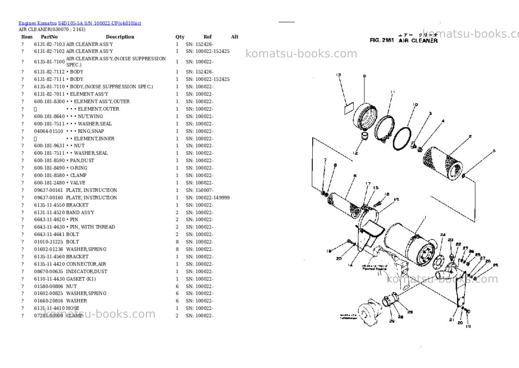 Komatsu s4d105-5a s/n 100022-up Parts catalog cover Page 6 Komatsu s4d105-5a s/n 100022-up Parts catalog cover Page 6