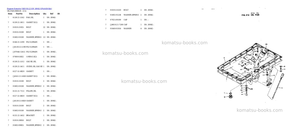 Komatsu s4d105-2j s/n 30042-up Parts catalog cover Komatsu s4d105-2j s/n 30042-up Parts catalog cover