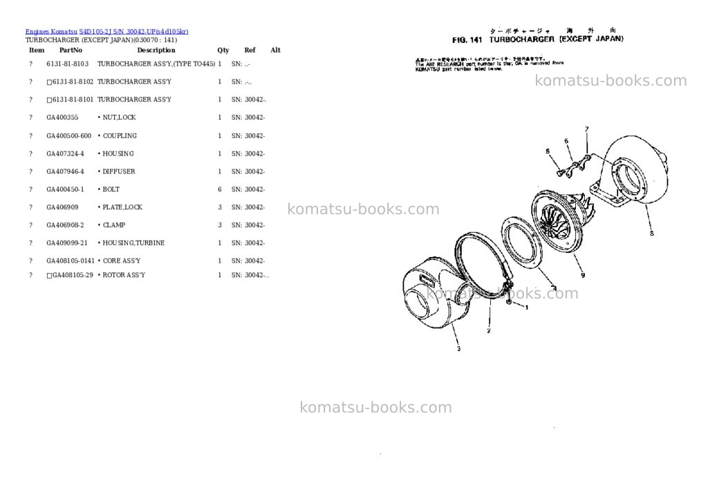 Komatsu s4d105-2j s/n 30042-up Parts catalog cover Page 6 Komatsu s4d105-2j s/n 30042-up Parts catalog cover Page 6