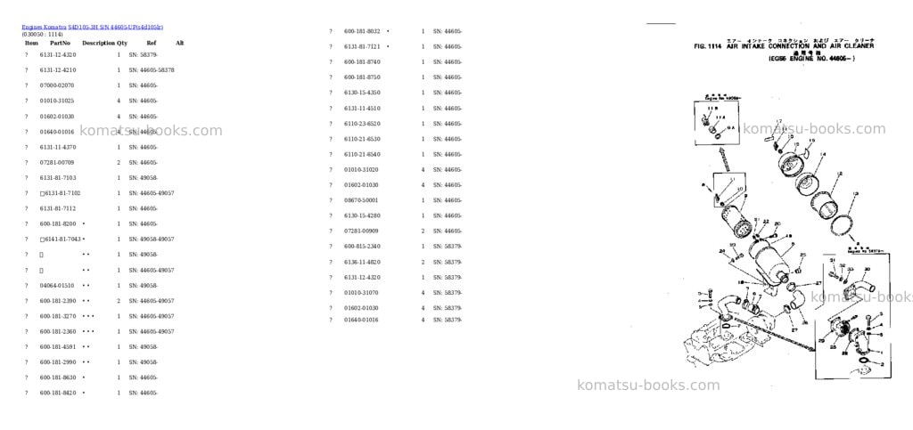 Komatsu s4d105-3h s/n 44605-up Parts catalog cover Page 4 Komatsu s4d105-3h s/n 44605-up Parts catalog cover Page 4