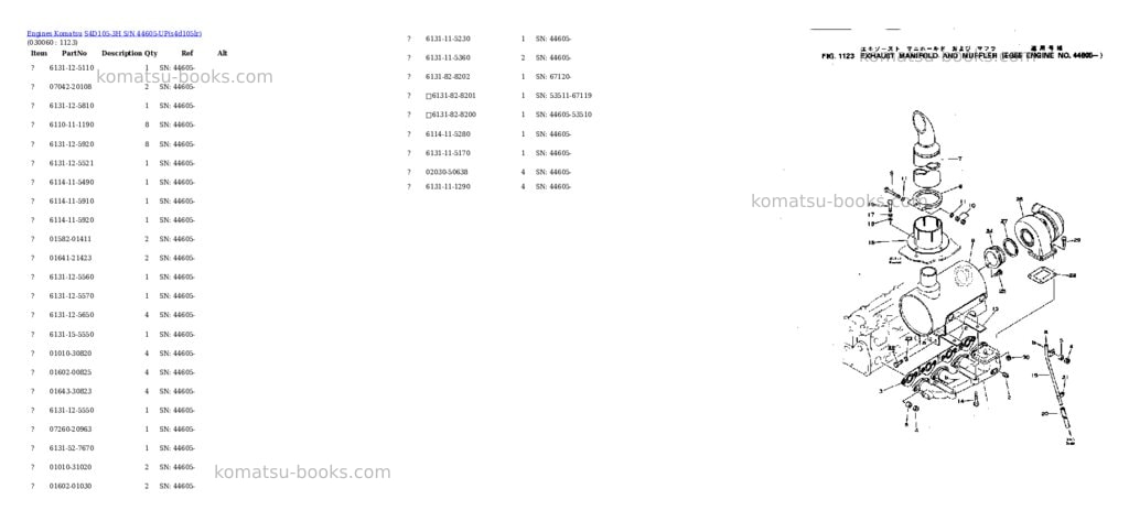 Komatsu s4d105-3h s/n 44605-up Parts catalog cover Page 5 Komatsu s4d105-3h s/n 44605-up Parts catalog cover Page 5