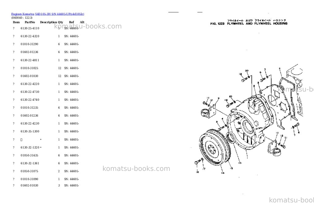 Komatsu s4d105-3h s/n 44605-up Parts catalog cover Page 9 Komatsu s4d105-3h s/n 44605-up Parts catalog cover Page 9