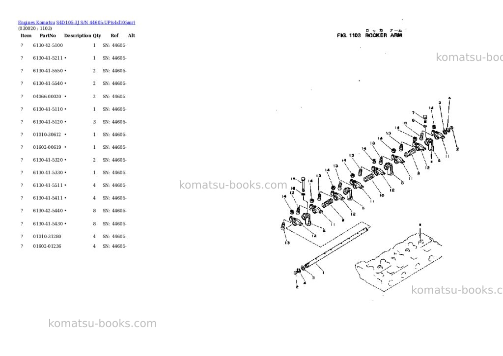 Komatsu S4D105-3J S/N 44605-UP Parts catalog cover Komatsu S4D105-3J S/N 44605-UP Parts catalog cover