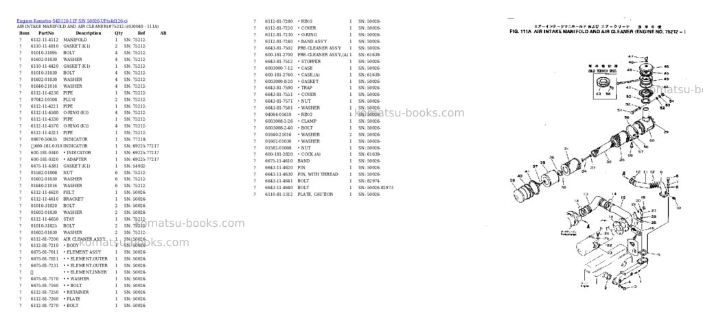 Komatsu S4D120-11F S/N 50026-UP Parts catalog cover Page 3