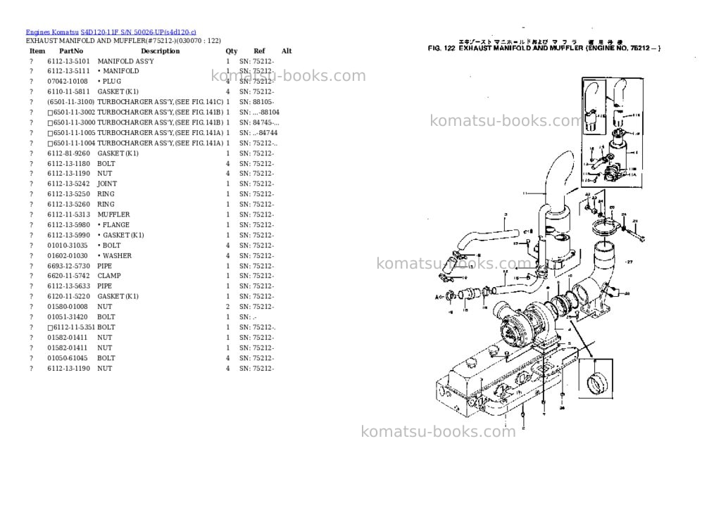 Komatsu S4D120-11F S/N 50026-UP Parts catalog cover Page 6