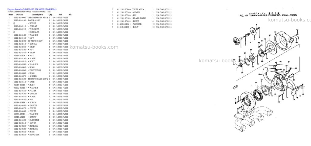 Komatsu S4D120-11F S/N 50026-UP Parts catalog cover Page 8