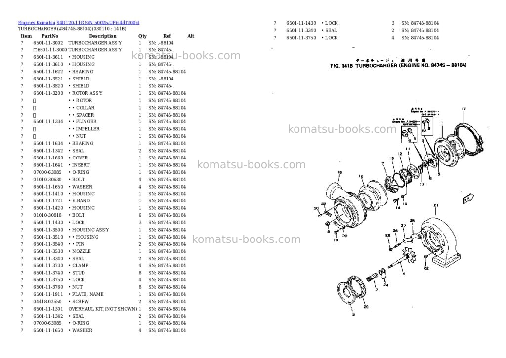 Komatsu S4D120-11G S/N 50025-UP Parts catalog cover Page 10 Komatsu S4D120-11G S/N 50025-UP Parts catalog cover Page 10