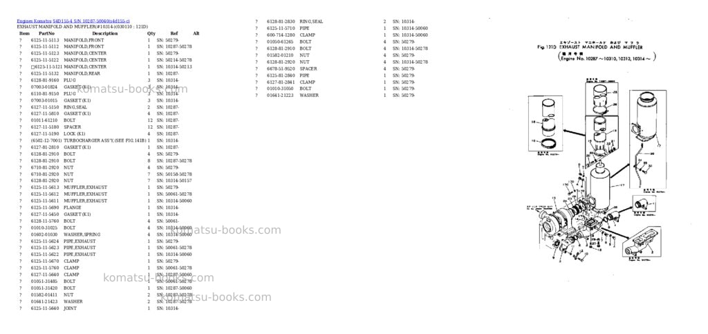 Komatsu s4d155-4 s/n 10287-50040 Parts catalog cover Page 10 Komatsu s4d155-4 s/n 10287-50040 Parts catalog cover Page 10