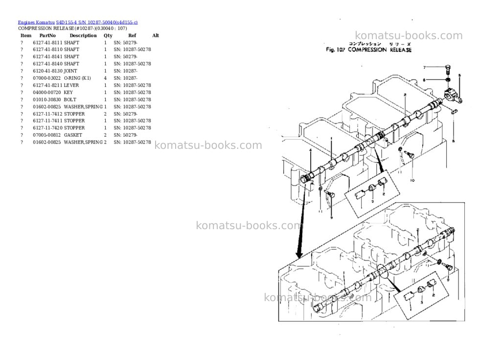 Komatsu s4d155-4 s/n 10287-50040 Parts catalog cover Page 3 Komatsu s4d155-4 s/n 10287-50040 Parts catalog cover Page 3