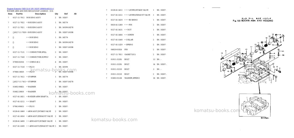 Komatsu S4D155-4 S/N 10287-50040 Parts catalog cover Komatsu S4D155-4 S/N 10287-50040 Parts catalog cover