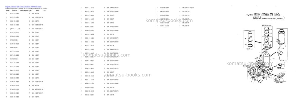 Komatsu S4D155-4 S/N 10287-50040 Parts catalog cover Page 10 Komatsu S4D155-4 S/N 10287-50040 Parts catalog cover Page 10