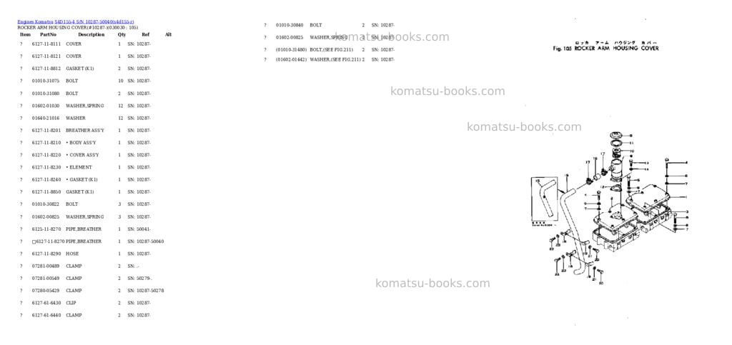 Komatsu S4D155-4 S/N 10287-50040 Parts catalog cover Page 2 Komatsu S4D155-4 S/N 10287-50040 Parts catalog cover Page 2