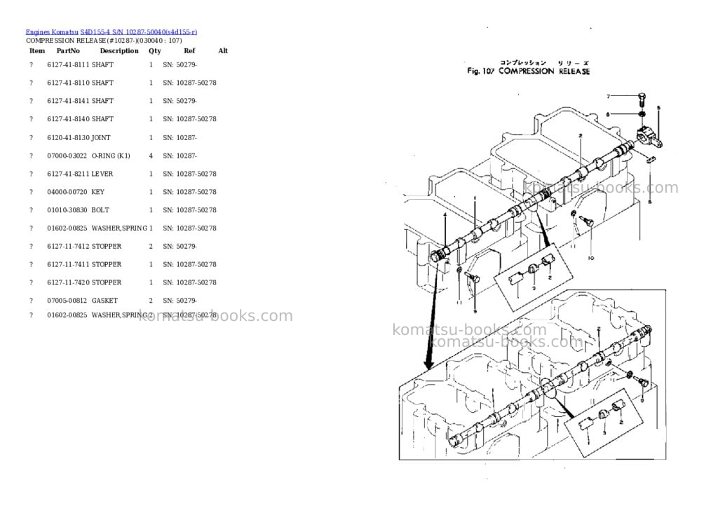 Komatsu S4D155-4 S/N 10287-50040 Parts catalog cover Page 3 Komatsu S4D155-4 S/N 10287-50040 Parts catalog cover Page 3