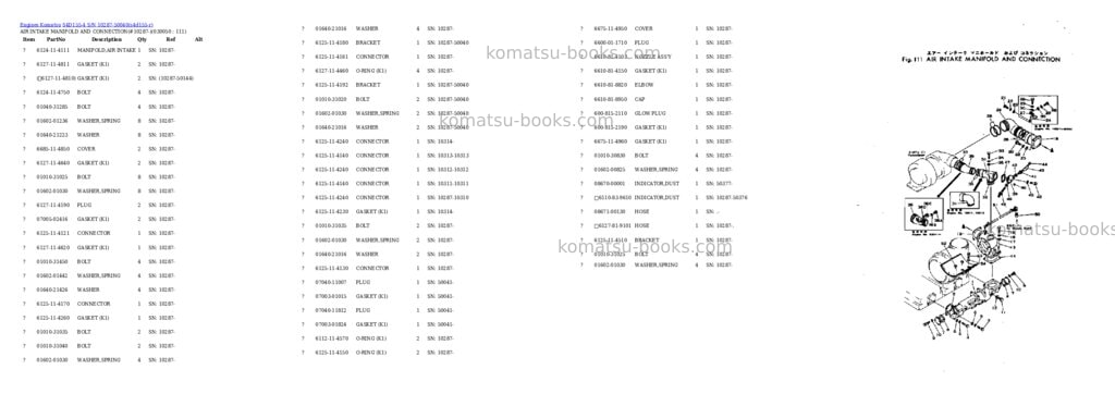Komatsu S4D155-4 S/N 10287-50040 Parts catalog cover Page 4 Komatsu S4D155-4 S/N 10287-50040 Parts catalog cover Page 4