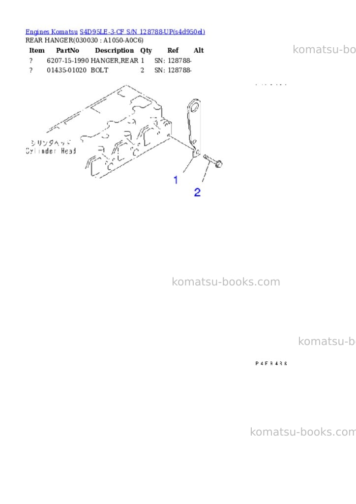 Komatsu S4D95LE-3-CF S/N 128788-UP Parts catalog cover Page 3 Komatsu S4D95LE-3-CF S/N 128788-UP Parts catalog cover Page 3