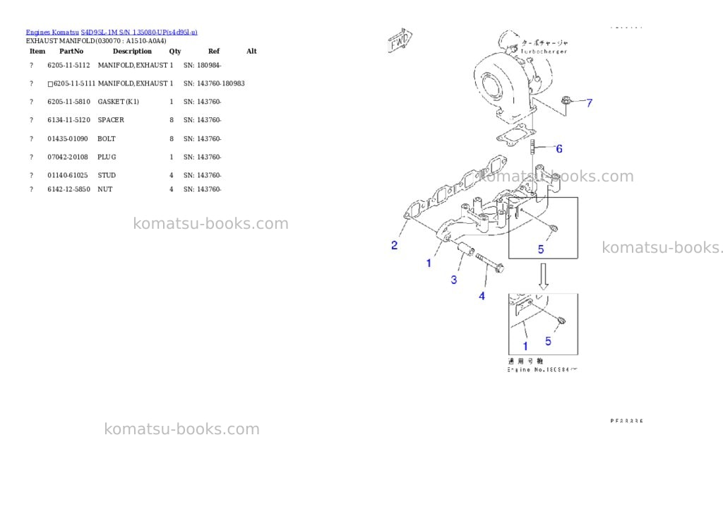 Komatsu s4d95l-1m s/n 135080-up Parts catalog cover Page 6