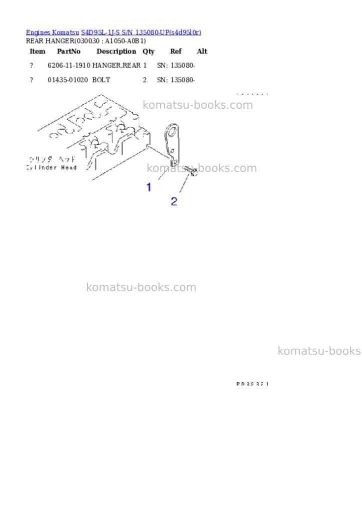 Komatsu s4d95l-1j-s s/n 135080-up Parts catalog cover Page 2