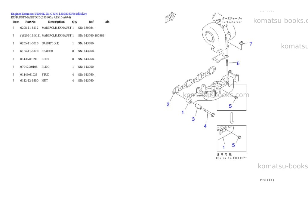 Komatsu S4D95L-1K-C S/N 135080-UP Parts catalog cover Page 9