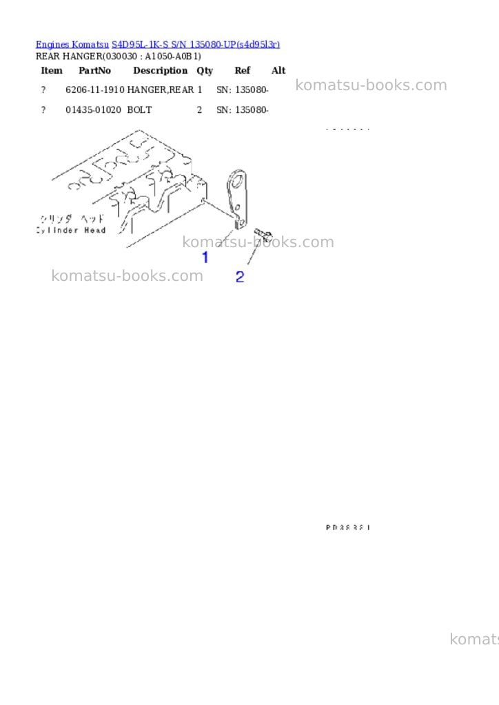 Komatsu s4d95l-1k-s s/n 135080-up Parts catalog cover Page 2