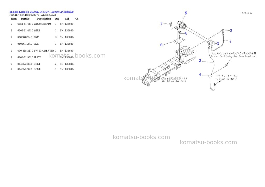 Komatsu s4d95l-1k-s s/n 135080-up Parts catalog cover Page 6
