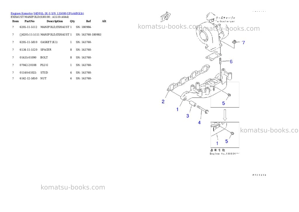 Komatsu s4d95l-1k-s s/n 135080-up Parts catalog cover Page 9