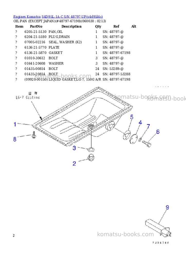 Komatsu s4d95l-1a-c s/n 48797-up Parts catalog cover Page 10 Komatsu s4d95l-1a-c s/n 48797-up Parts catalog cover Page 10