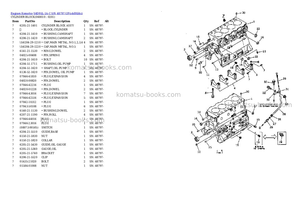 Komatsu s4d95l-1a-c s/n 48797-up Parts catalog cover Page 8 Komatsu s4d95l-1a-c s/n 48797-up Parts catalog cover Page 8