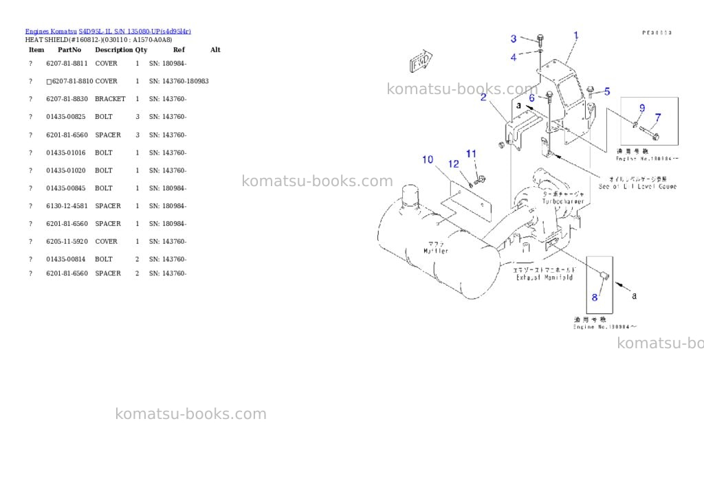 Komatsu S4D95L-1L S/N 135080-UP Parts catalog cover Page 10