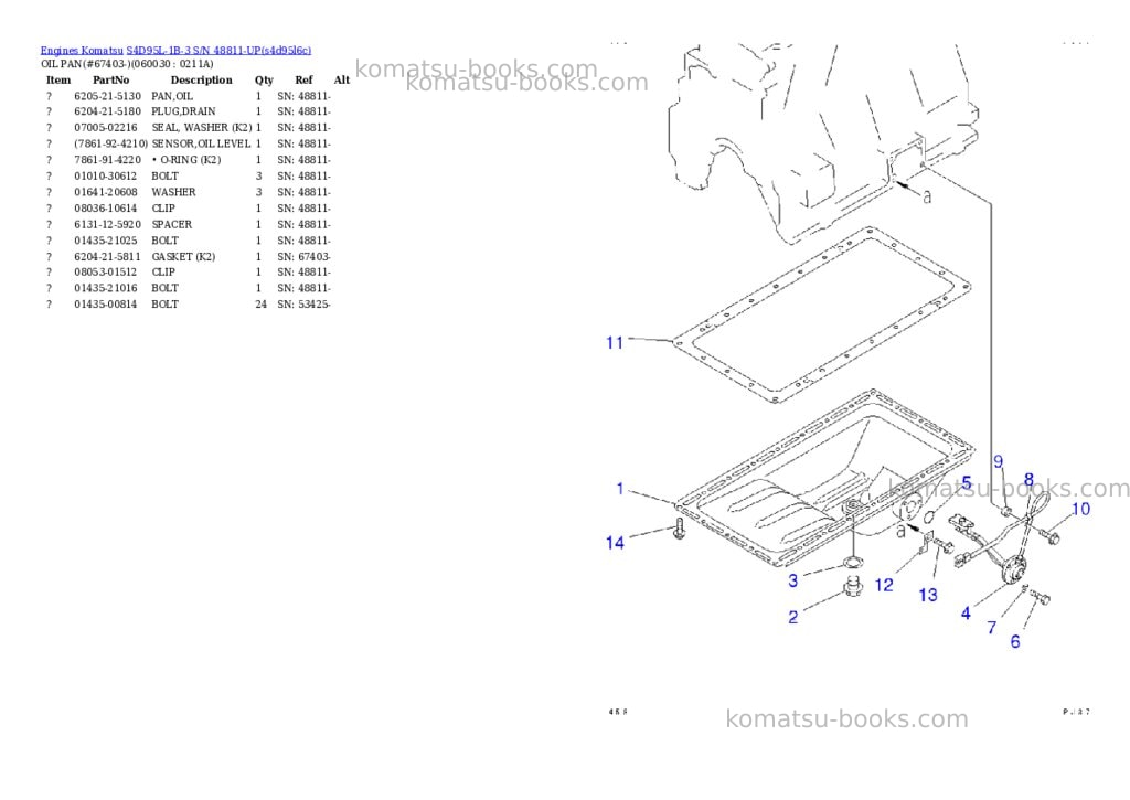Komatsu s4d95l-1b-3 s/n 48811-up Parts catalog cover Page 10