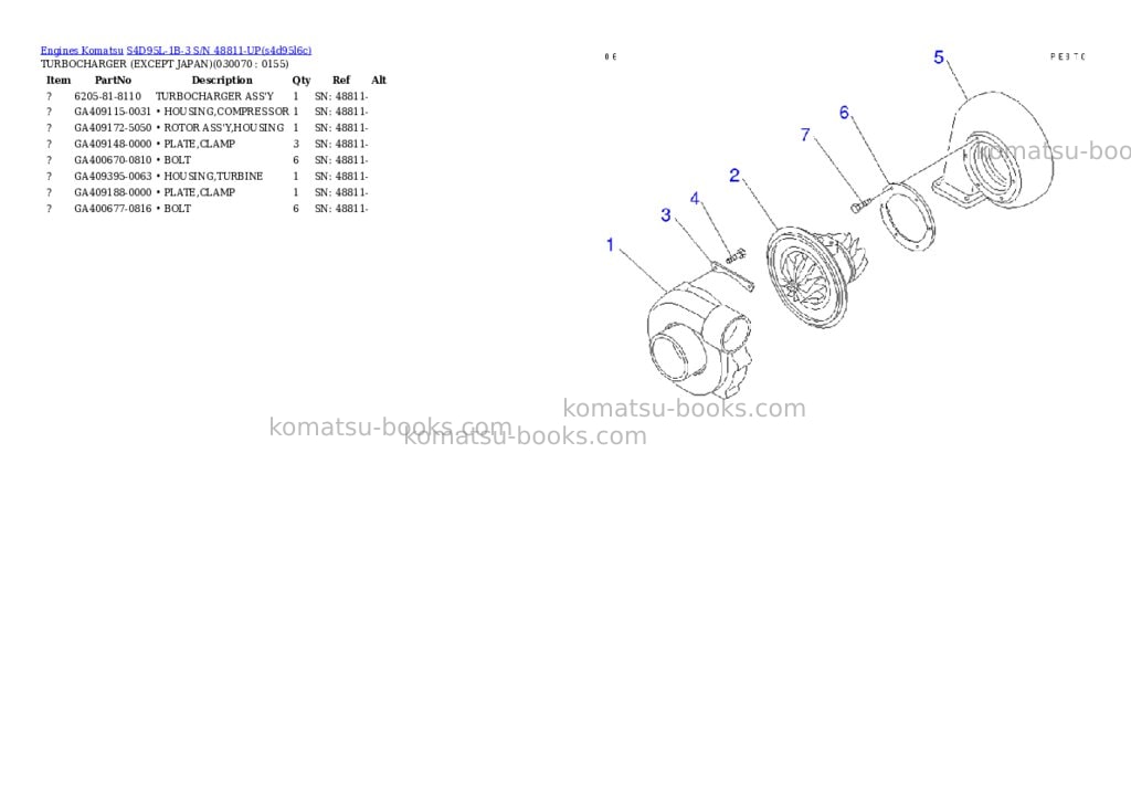 Komatsu s4d95l-1b-3 s/n 48811-up Parts catalog cover Page 6