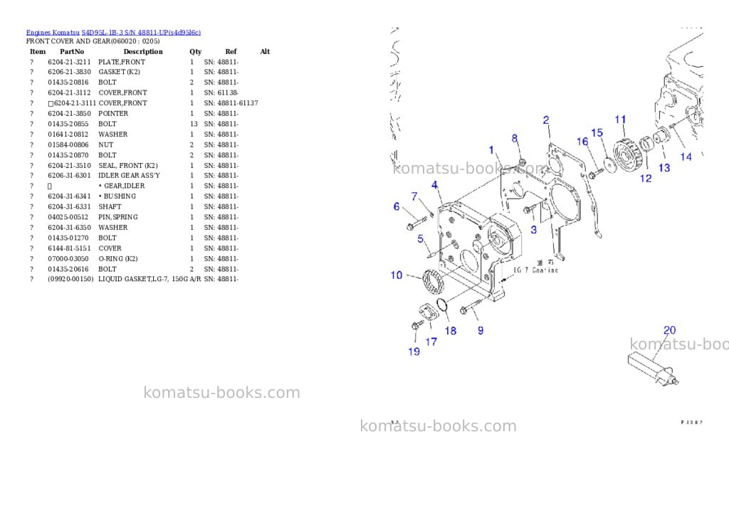 Komatsu s4d95l-1b-3 s/n 48811-up Parts catalog cover Page 9