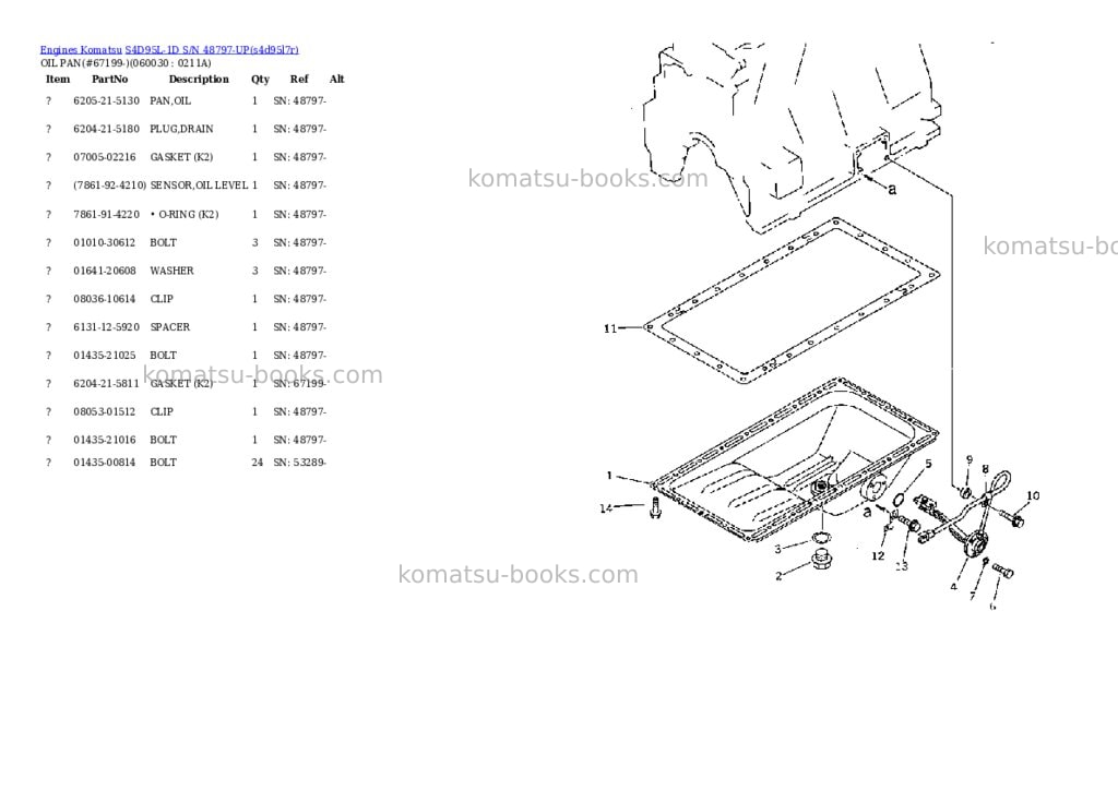 Komatsu s4d95l-1d s/n 48797-up Parts catalog cover Page 6