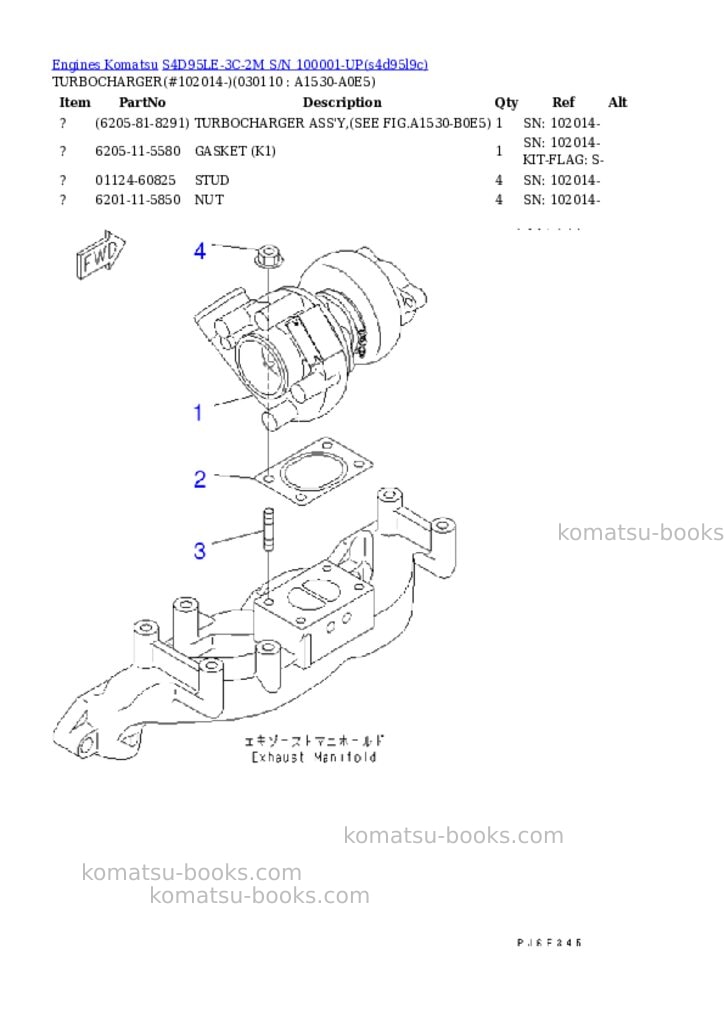Komatsu s4d95le-3c-2m s/n 100001-up Parts catalog cover Page 10 Komatsu s4d95le-3c-2m s/n 100001-up Parts catalog cover Page 10