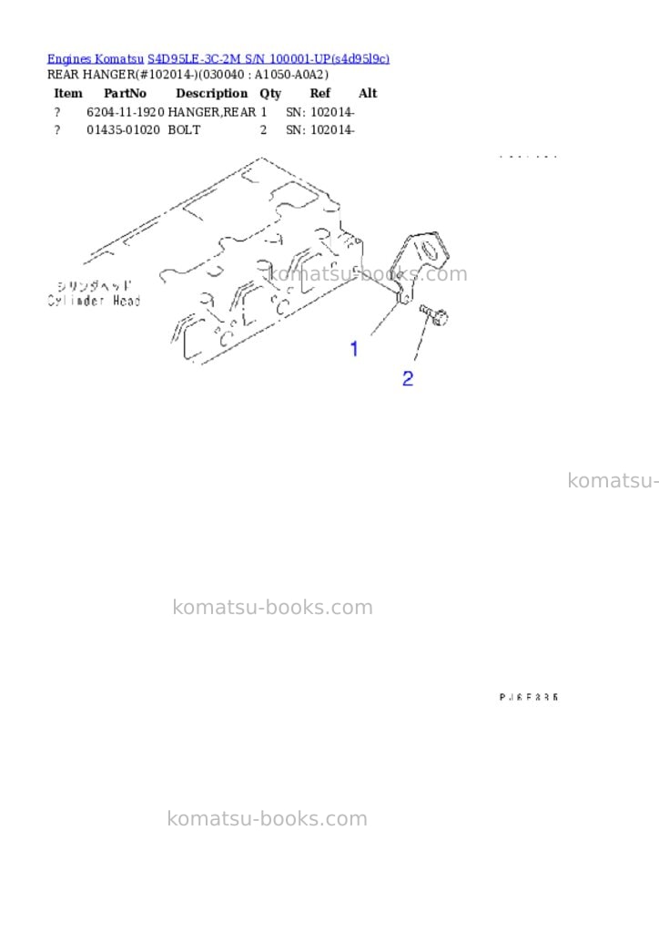 Komatsu s4d95le-3c-2m s/n 100001-up Parts catalog cover Page 3 Komatsu s4d95le-3c-2m s/n 100001-up Parts catalog cover Page 3