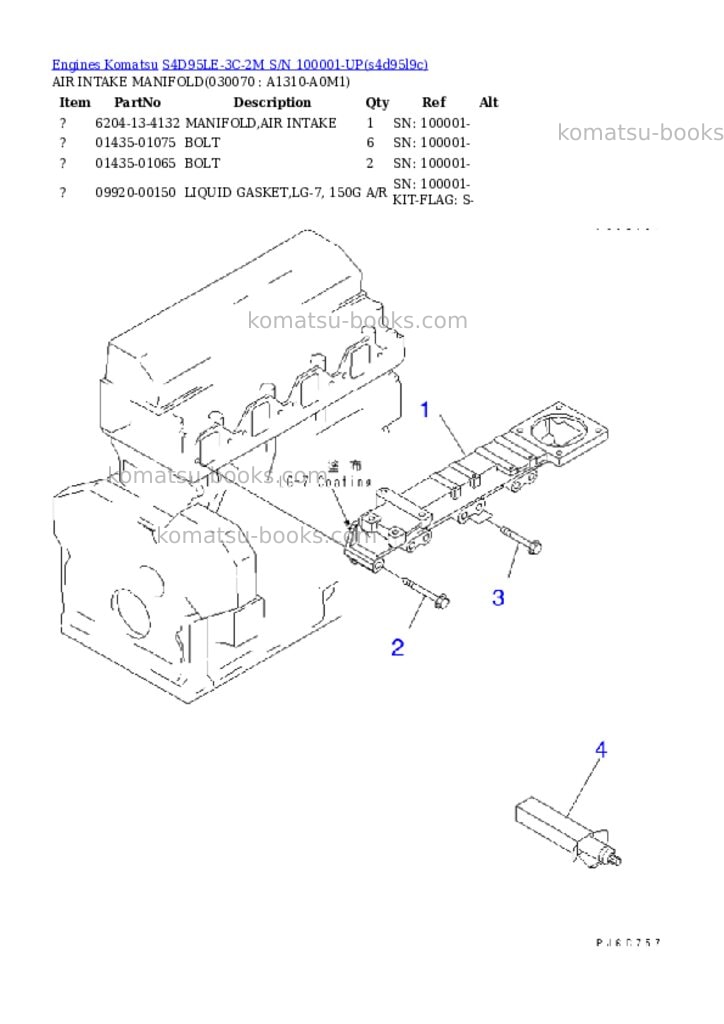 Komatsu s4d95le-3c-2m s/n 100001-up Parts catalog cover Page 6 Komatsu s4d95le-3c-2m s/n 100001-up Parts catalog cover Page 6