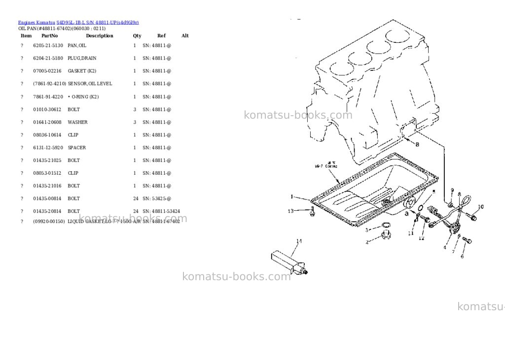 Komatsu s4d95l-1b-l s/n 48811-up Parts catalog cover Page 10 Komatsu s4d95l-1b-l s/n 48811-up Parts catalog cover Page 10