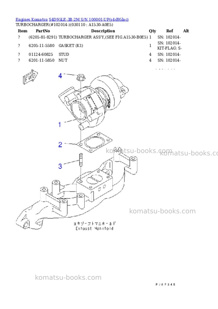 Komatsu s4d95le-3b-2m s/n 100001-up Parts catalog cover Page 10 Komatsu s4d95le-3b-2m s/n 100001-up Parts catalog cover Page 10