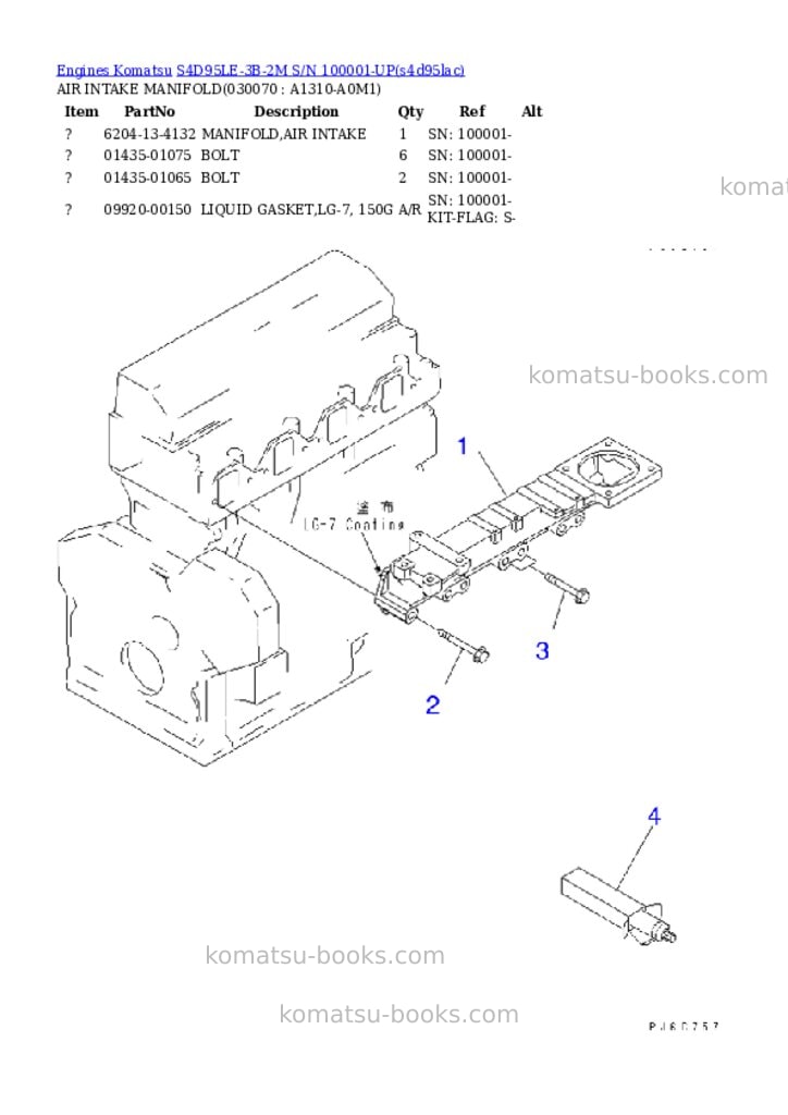 Komatsu s4d95le-3b-2m s/n 100001-up Parts catalog cover Page 6 Komatsu s4d95le-3b-2m s/n 100001-up Parts catalog cover Page 6
