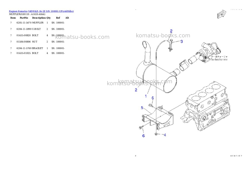 Komatsu s4d95le-3a-2z s/n 100001-up Parts catalog cover Page 10