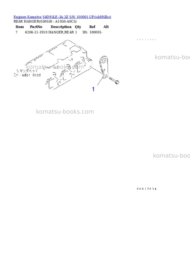 Komatsu s4d95le-3a-2z s/n 100001-up Parts catalog cover Page 2