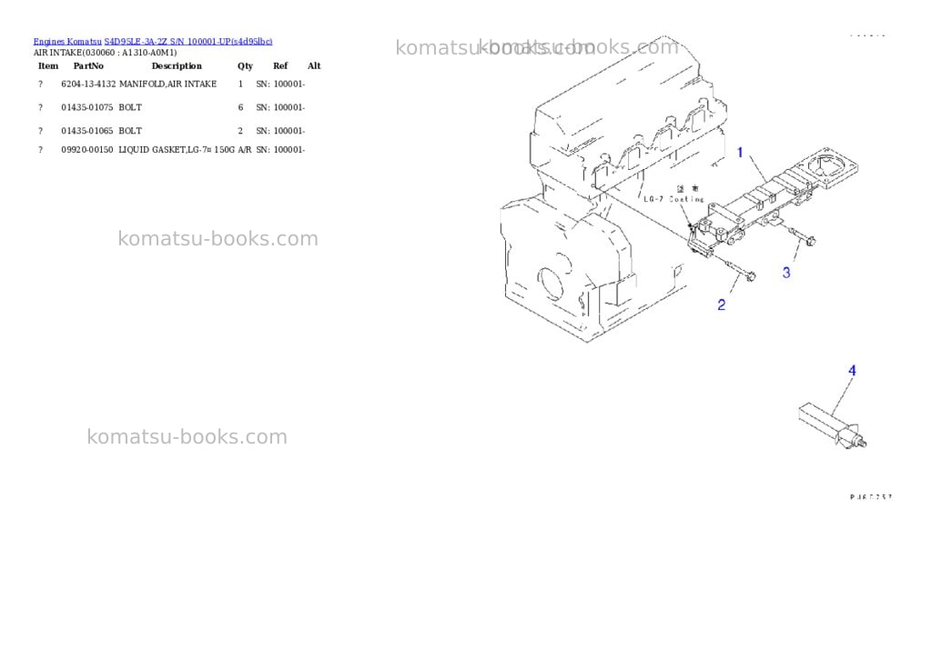 Komatsu s4d95le-3a-2z s/n 100001-up Parts catalog cover Page 5