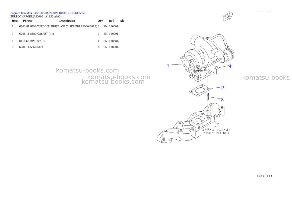 Komatsu s4d95le-3a-2z s/n 100001-up Parts catalog cover Page 8