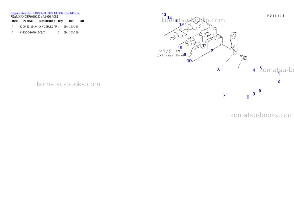 Komatsu s4d95l-1h s/n 135080-up Parts catalog cover Page 4 Komatsu s4d95l-1h s/n 135080-up Parts catalog cover Page 4
