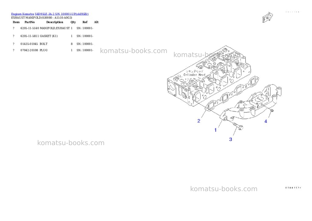 Komatsu S4D95LE-3A-2 S/N 100001-UP Parts catalog cover Page 7 Komatsu S4D95LE-3A-2 S/N 100001-UP Parts catalog cover Page 7