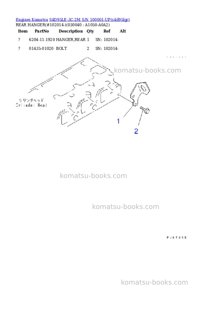 Komatsu S4D95LE-3C-2M S/N 100001-UP Parts catalog cover Page 3 Komatsu S4D95LE-3C-2M S/N 100001-UP Parts catalog cover Page 3